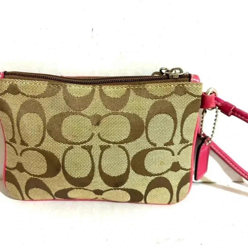 Coach vintage cc signature print  canvas wristlet wallet